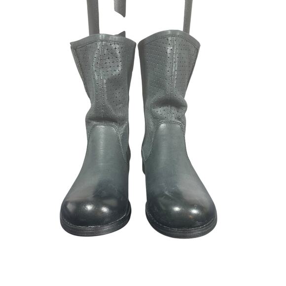 Mojo Moxy Perforated Leather Mid-Calf Boots 6.5B gray Western Chic slouchy - Picture 2 of 12